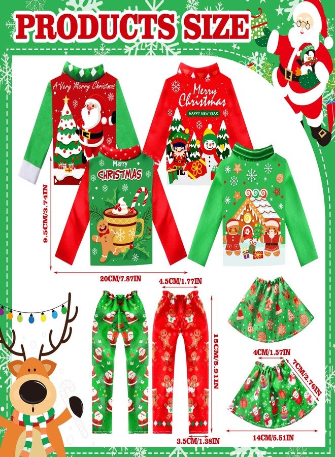 Newcotte 8 Pieces Christmas Accessories Clothes Doll Costume Santa Gingerbread Snowflake Christmas Tree Doll Clothes Holiday Outfits for Christmas Party Decorations(Santa) - Image 2